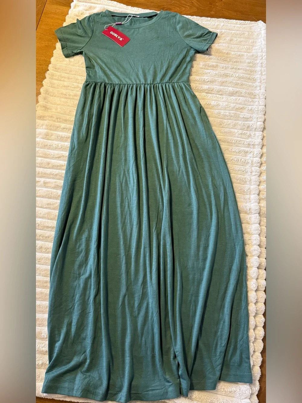 Women's Green Maxi Skirt - Casual Gathered Waist